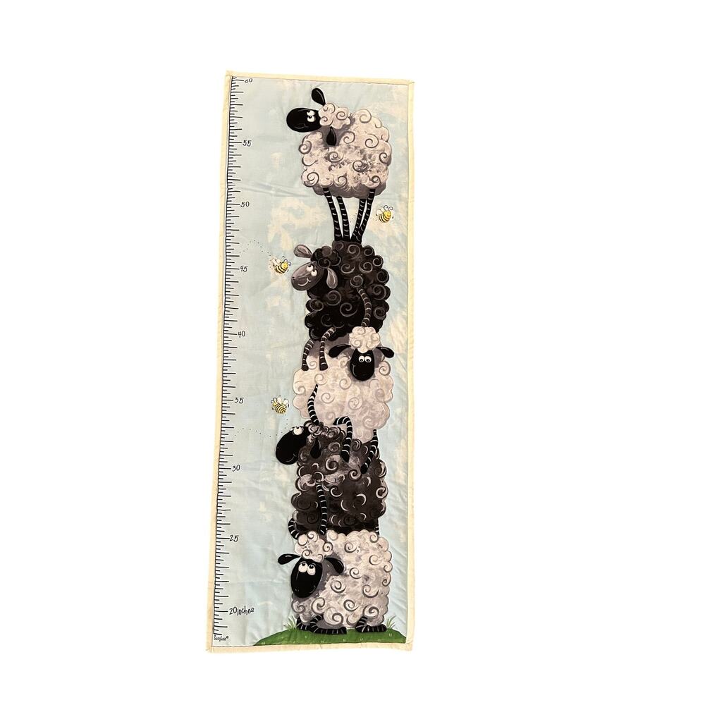 Quilted Growth Chart in inches White and Black Sheep